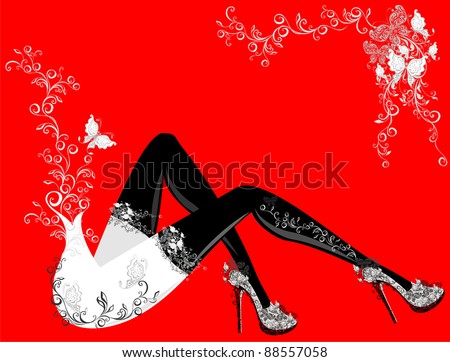 Abstract sensuality long legs in stockings and high heels