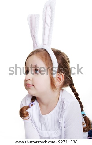 236 New baby headband bunny ears 769 Portrait of baby girl with bunny ears headband 