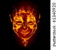 stock photo : fire devil face on black background