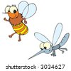 stock vector : bee and mosquito