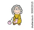Cartoon Grandma Knitting