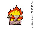 cartoon burning building